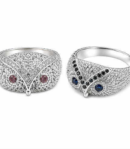Bague Hibou en Argent 925 – Diamants & Saphirs