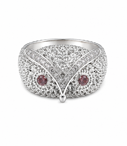 Bague Hibou en Argent 925 – Diamants & Saphirs