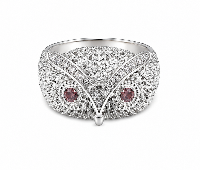 Bague Hibou en Argent 925 – Diamants & Saphirs
