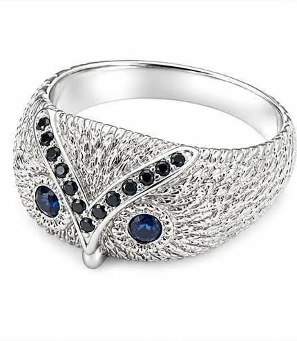 Bague Hibou en Argent 925 – Diamants & Saphirs