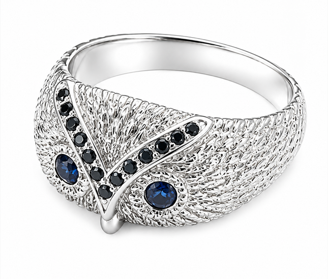 Bague Hibou en Argent 925 – Diamants & Saphirs