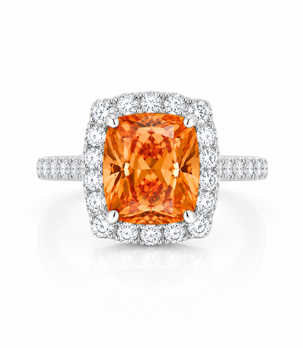 Bague Halo Impérial – Cristal Orange Lumineux