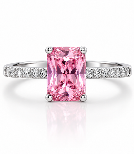 Bague Éclat Rosé – Cristal Taille Émeraude