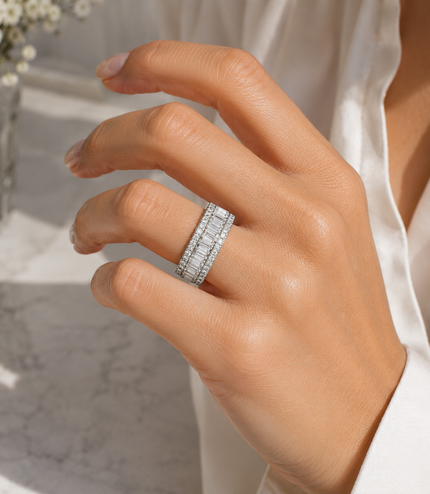 Bague Éternité Baguette – Cristaux Lumineux