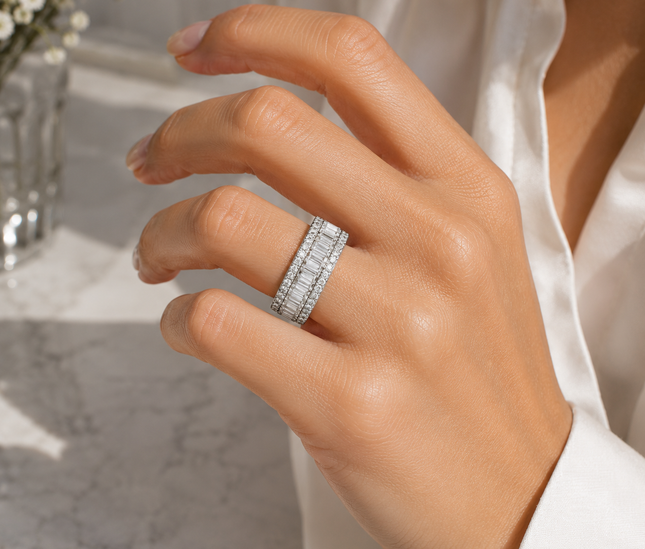 Bague Éternité Baguette – Cristaux Lumineux