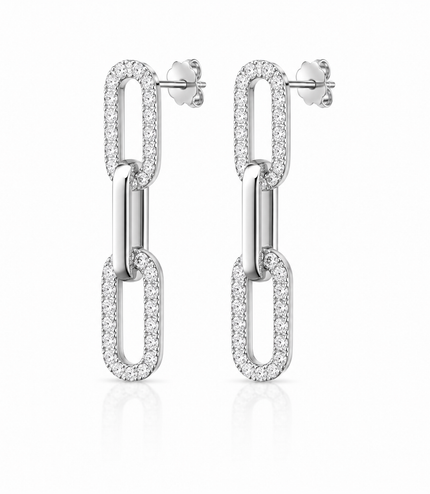 Boucles d'Oreilles Maillons Pavés – Élégance Contemporaine