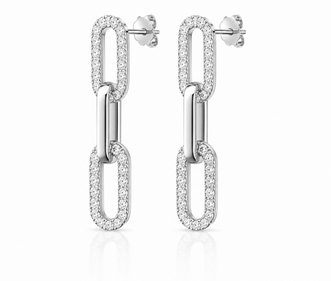 Boucles d'Oreilles Maillons Pavés – Élégance Contemporaine