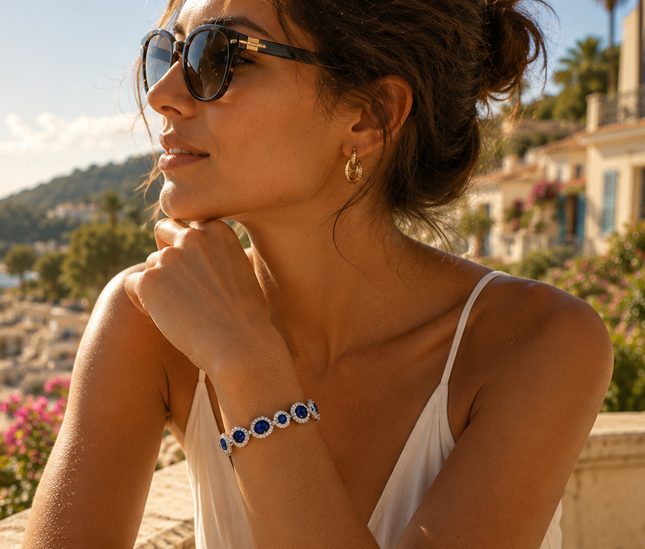Bracelet Halo Bleu Royal – Cristaux Lumineux