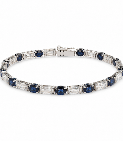 Bracelet Riviera Prestige – Cristaux Bleus & Taille Baguette