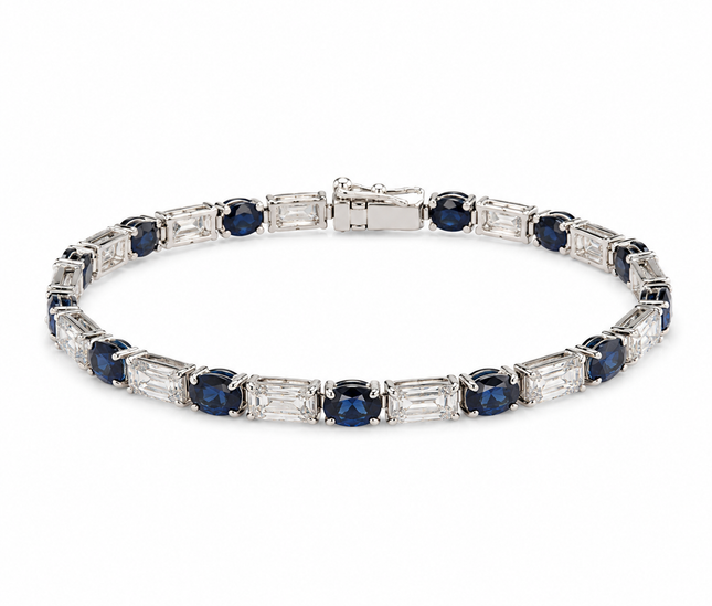 Bracelet Riviera Prestige – Cristaux Bleus & Taille Baguette