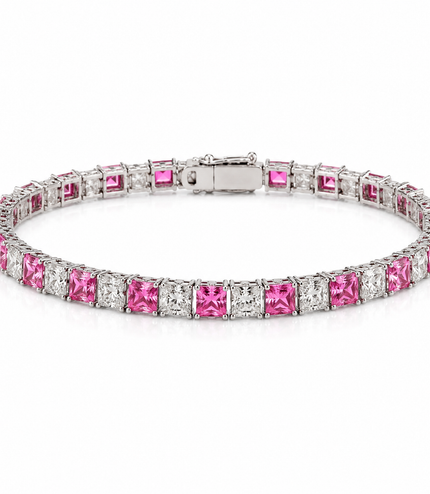 Bracelet Éclat Rosé – Cristaux Taille Princesse