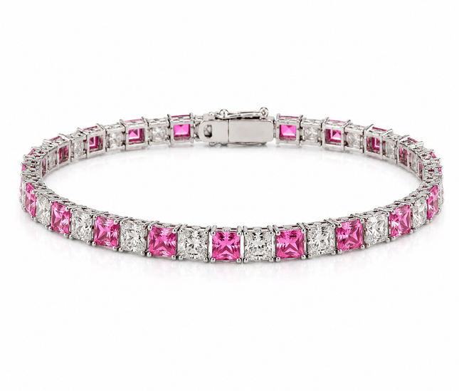 Bracelet Éclat Rosé – Cristaux Taille Princesse