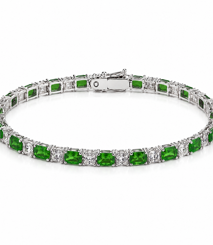 Bracelet Émeraude Élégance – Cristaux Taille Princesse