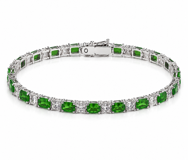 Bracelet Émeraude Élégance – Cristaux Taille Princesse