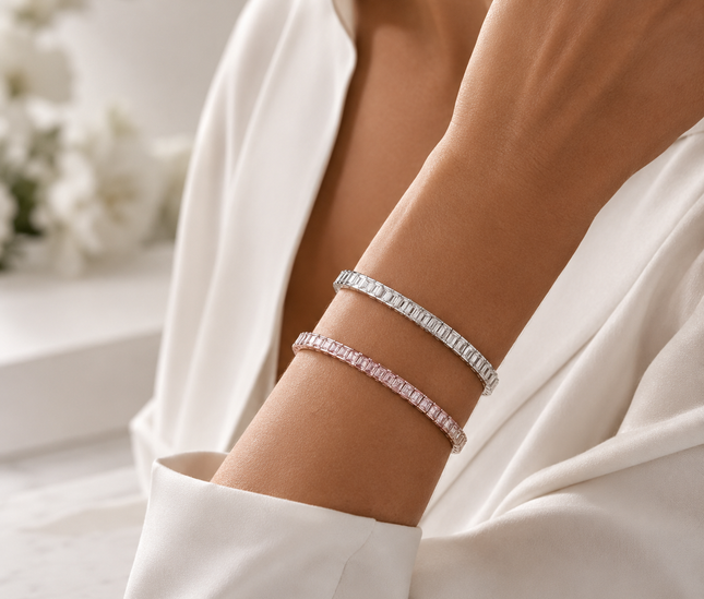 Bracelet Éternité – Cristaux Taille Baguette