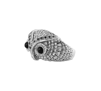 Hibou en Argent, Diamands et Onyx