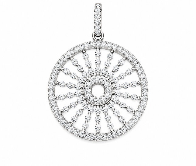 Pendentif Halo Solaire Pavé – Cristaux Étincelants