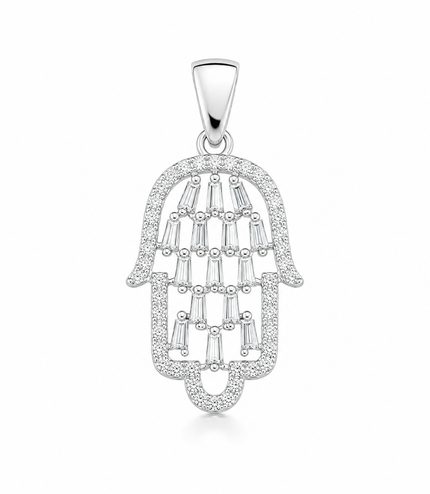 Pendentif Main de Fatma Pavée de Zircons