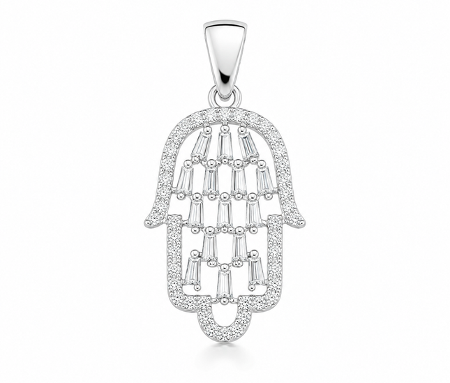 Pendentif Main de Fatma Pavée de Zircons