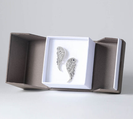 Boucles d'Oreilles ' DIVINE' Ailes d'Ange Argent Diamants et Saphirs