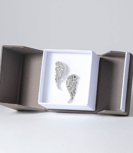 Boucles d'Oreilles ' DIVINE' Ailes d'Ange Argent Diamants et Saphirs